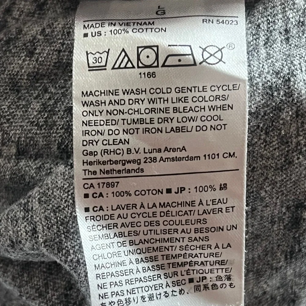 Banana Republic Mens Vintage Long Sleeve Tee Heathered Gray Large